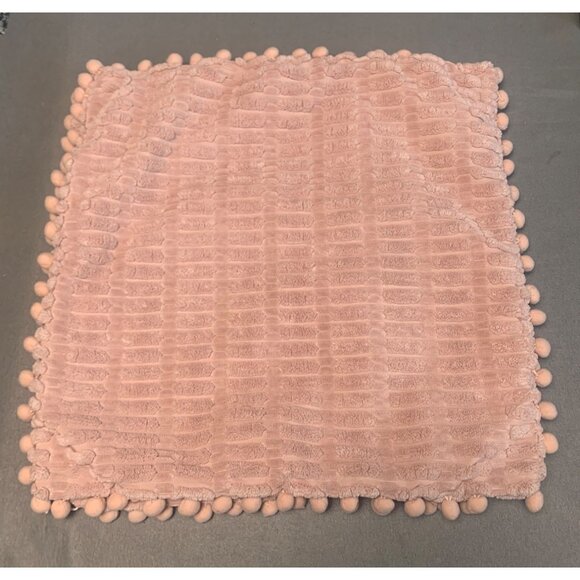 Pink Pom Pom Chenille Textured Pillow Cover 18"x18" Soft & Cozy set of 2 - Picture 4 of 12
